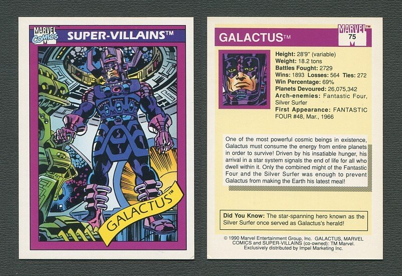 1990 Marvel Comics Card  #75 (Galactus) / NM-MT