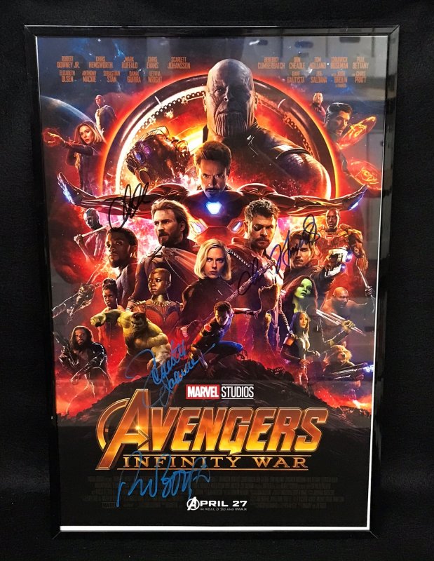 Avengers Infinity War 11x17 Poster w/4 Super-Star Autographs