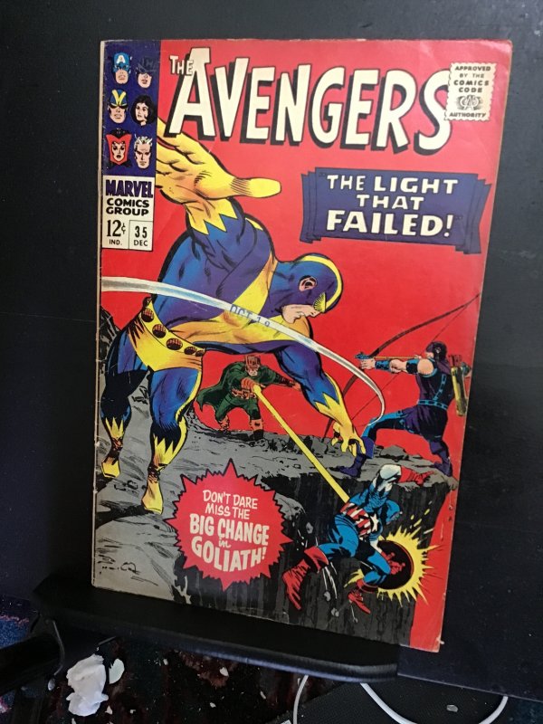 The Avengers #35 (1966) Living Laser! Goliath key! FN Wow!