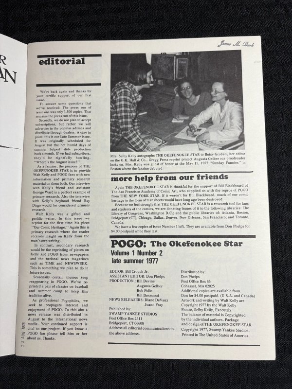 1977 Walt Kelly POGO The Okefenokee Star #2 FN+ 6.5