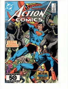 Action Comics #572 THE WORLD OF SUPERMAN MASQUERADERS!