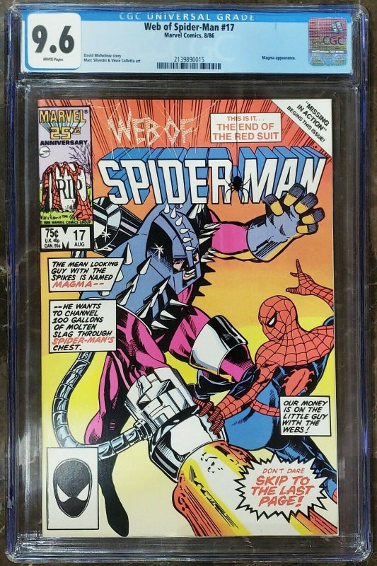 Web of Spider-Man 17 CGC 9.6 Marvel 1986