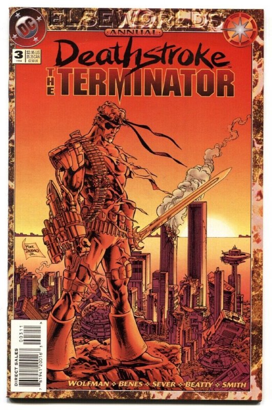 DEATHSTROKE ANNUAL #3-1994-World Trade Center on fire cover!