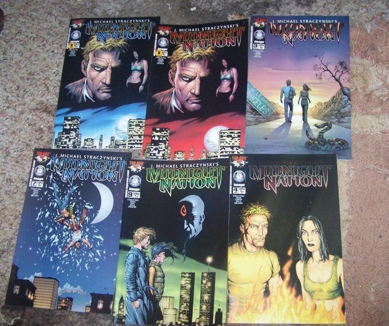 Midnight Nation comic lot issues  #1, 1a 3 4 7 9  (Oct 2000, Image)  straczynski