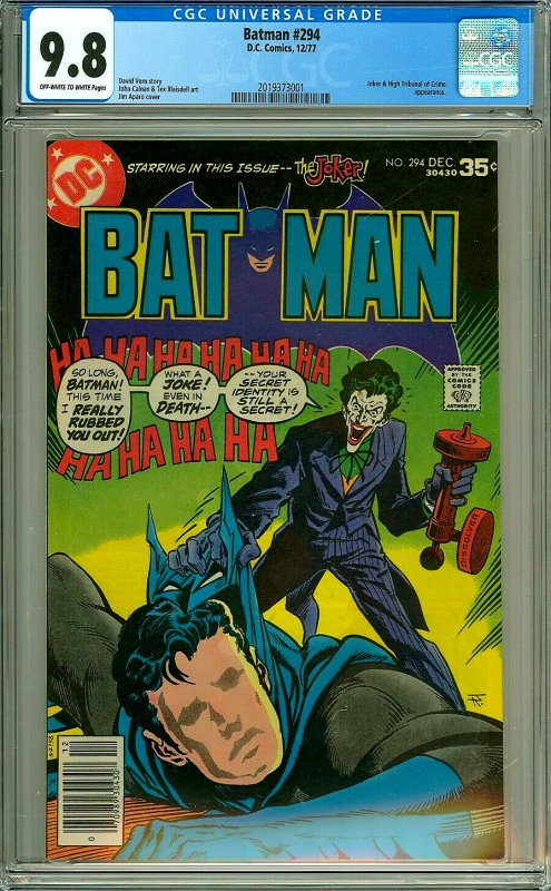 Batman 294 (CGC 9.8) OW/W pages; Joker; High Tribunal of Crime; 1977