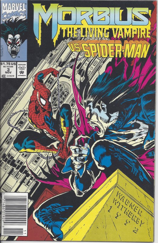 Morbius the Living Vampire #3 (Nov 1992) - co-starring Spider-Man