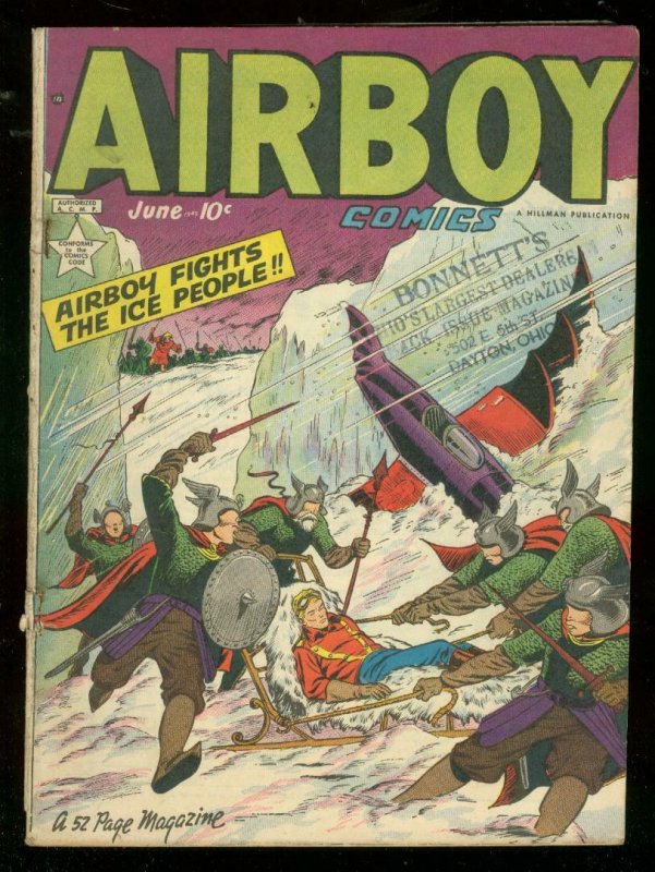 AIRBOY COMICS v.6#5 1949-ICE PEOPLE-FLYING FOOL-BASEBAL VG