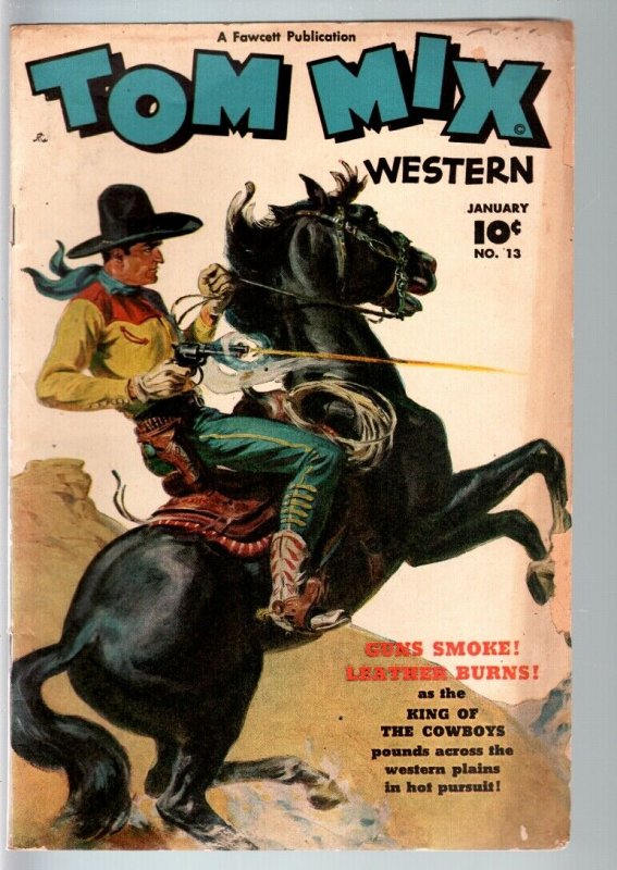 TOM MIX COMICS #13-1949-B WESTERN MOVIE-NORMAN SAUNDERS COVER-FAWCETT-RARE VG-