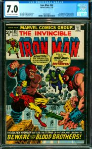 Iron Man #55 CGC Graded 7.0 1st Thanos, Mentor, Drax & Blood Brothers