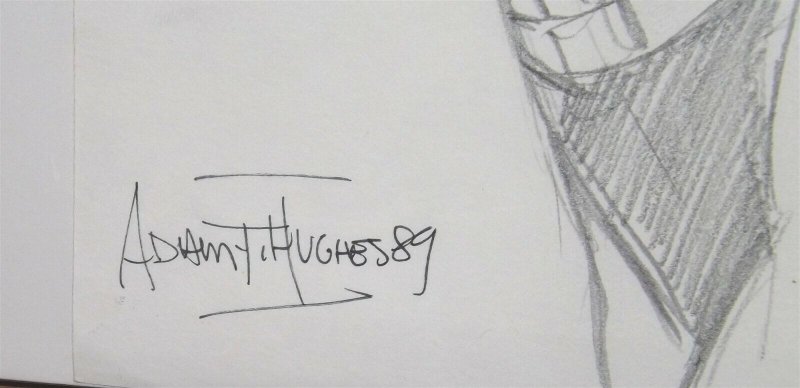 ADAM HUGHES Original Comic Book Sketch Art Drawing She-Hulk Signed and Dated 