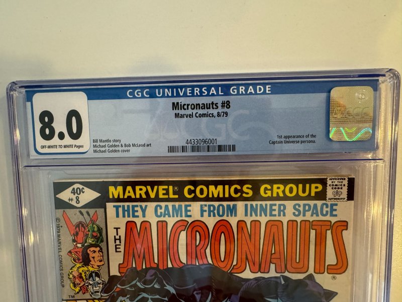 MICRONAUTS #8 CGC 8.0 - 1ST APP OF CAPTAIN UNIVERSE (1979)