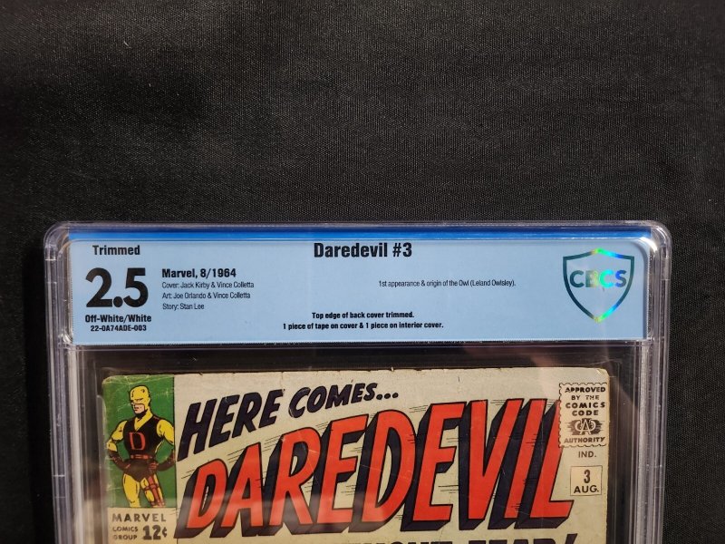 Daredevil #3 - 1st App & Origin Leland Owlsley / Trimmed (CBCS 2.5) 1964