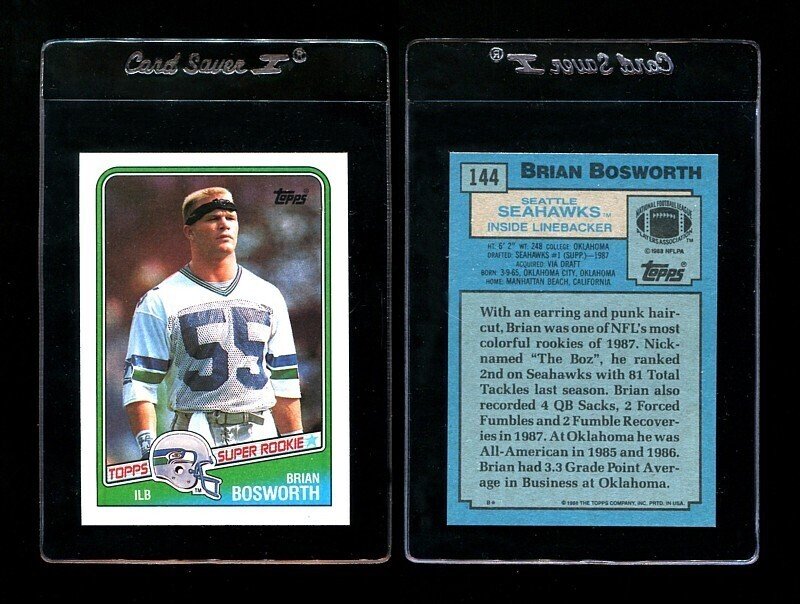 1988 Topps Brian Bosworth #144 Rookie Card   MINT