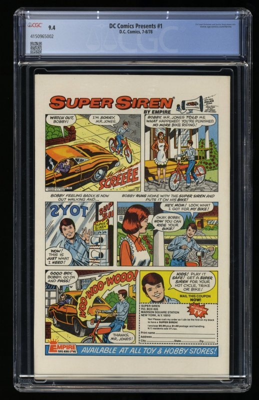 DC Comics Presents (1978) #1 CGC NM 9.4 Superman! Flash! Professor Zoom cameo!