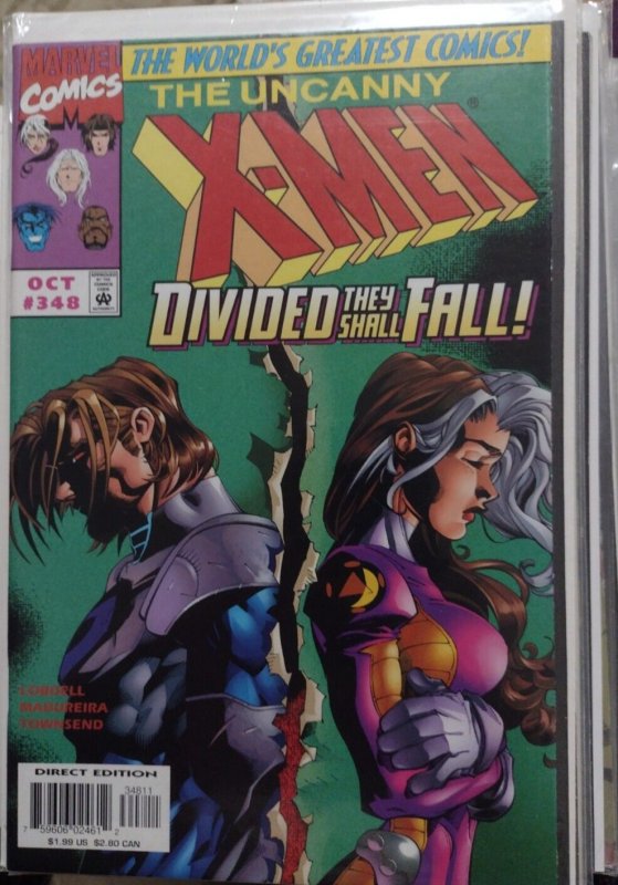 UNCANNY X-MEN #348 1997 MARVEL DISNEY  gambit + rogue divided they shall fall