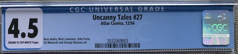UNCANNY TALES #27 CGC 4.5 HAUNTED HOUSE COVER ROSS ANDRU ATLAS COMICS