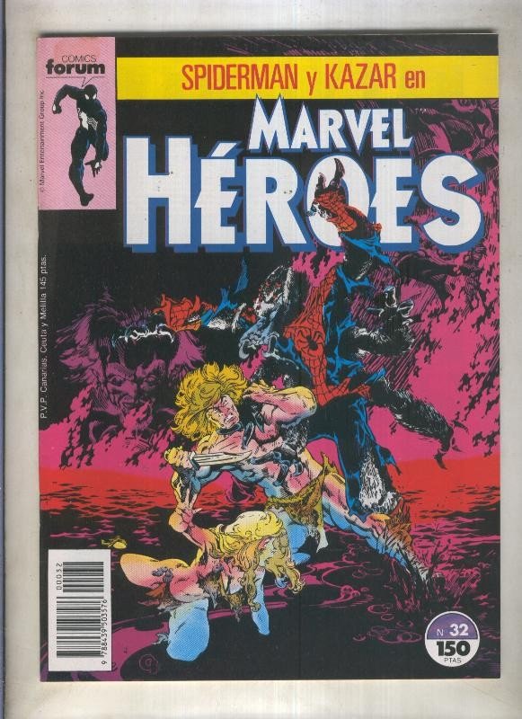 Marvel Heroes numero 32: Spiderman y Kazar (numerado 1 en trasera)
