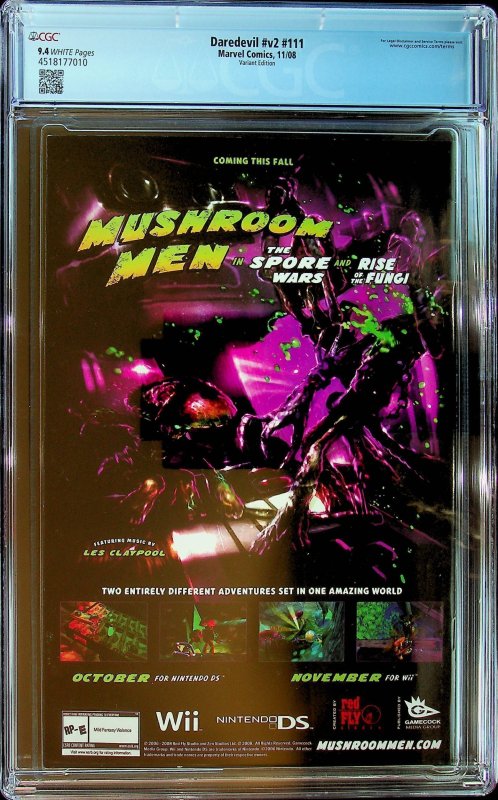 Daredevil #111 Aja Cover (2008) - CGC 9.4 - Cert#4518177010