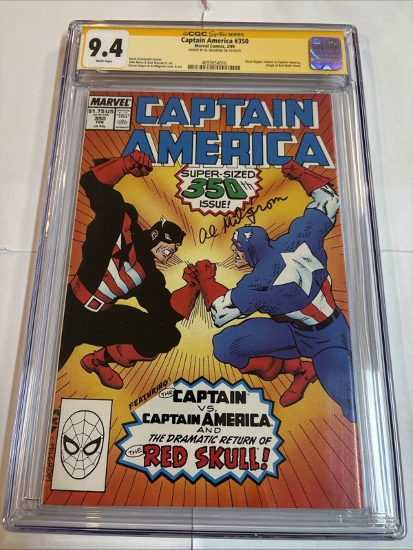 Captain America (1989) # 350 (CGC 9.4 SS) Signed Al Milgrom • Marvel Comics