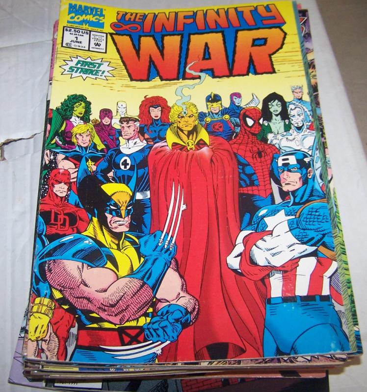 infinity  war # 1  thanos + avengers silver surfer warlock xmen ff marvel 1992