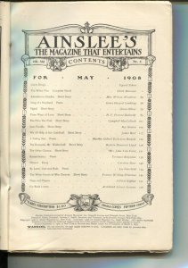 Ainslee's 5/1908-vintage pulp fiction-Early automobile ads-Waterman pen back ...