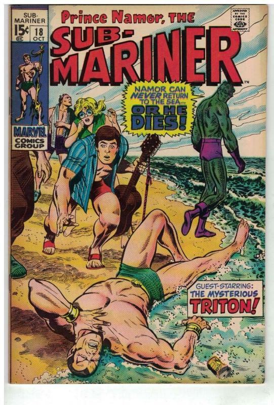 SUBMARINER 18 VF Oct. 1969 NAMOR AND TRITON VS ALIENS!