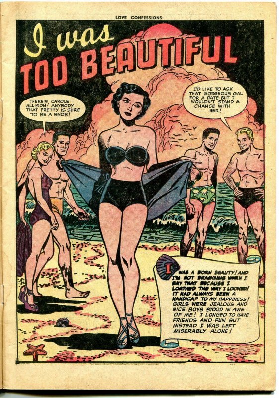 Love Confessions #16 comic book 1952- Golden Age Romance- Misery Loves Company