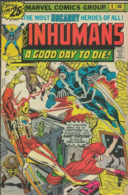 Inhumans #4 ORIGINAL Vintage 1976 Marvel Comics Shatterstar 