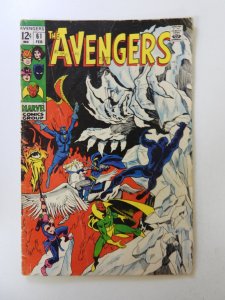 The Avengers #61 (1969) GD/VG condition name written on cover, moisture damage
