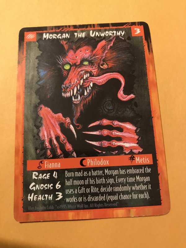 MORGAN THE UNWORTHY : RAGE Werewolf Unlimited Character Card; White Wolf TCG