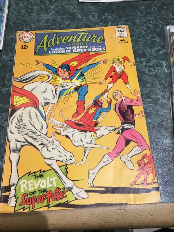 Adventure Comics #364 (1968) mid-high-grade Legion of super pets! FN+ Wow