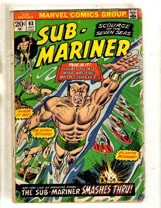 Lot Of 2 Sub-Mariner Marvel Comic Books # 63 GD 67 VF Fantastic Four Triton FM2