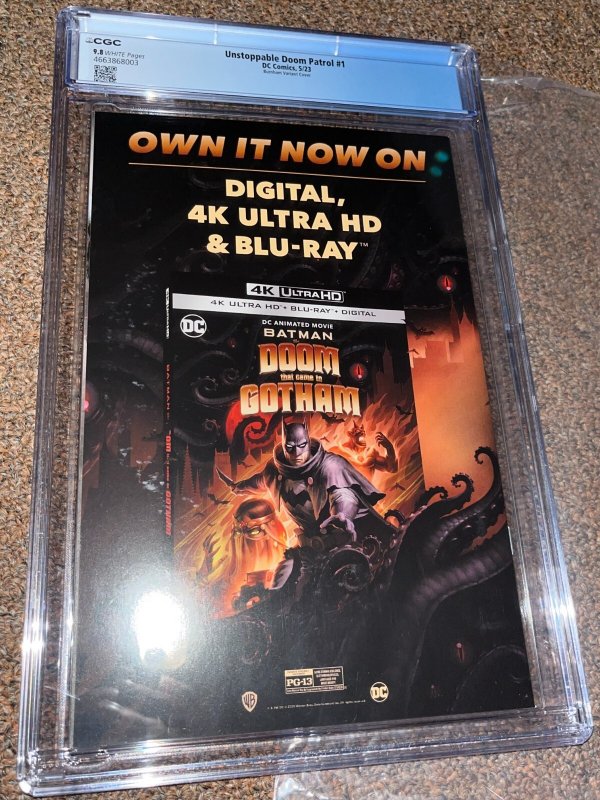 Unstoppable Doom Patrol 1, Chris Burnham F Design Variant CGC Graded 9.8