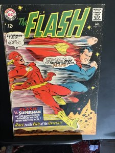The Flash #175 (1967) mid-grade 2nd Superman/Flash race black cover key VG/FN