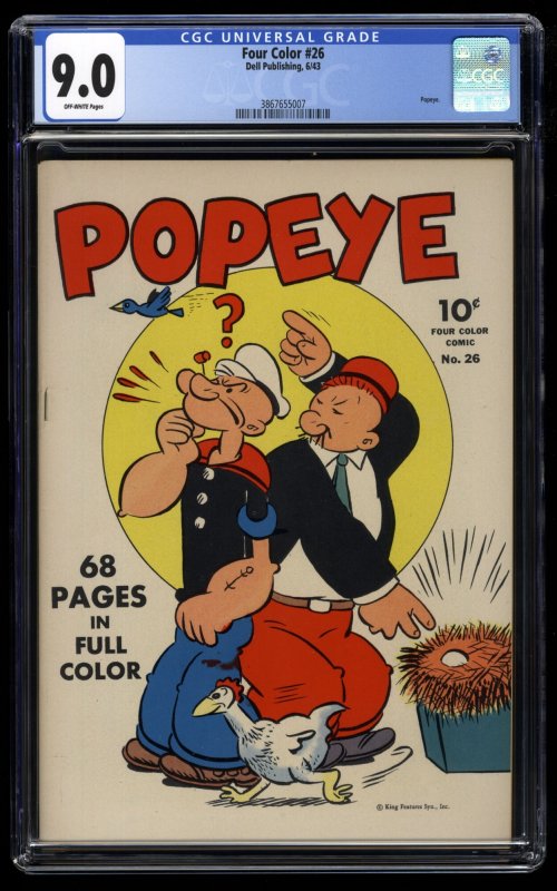 Four Color #26 CGC VF/NM 9.0 Off White High Grade! Popeye!