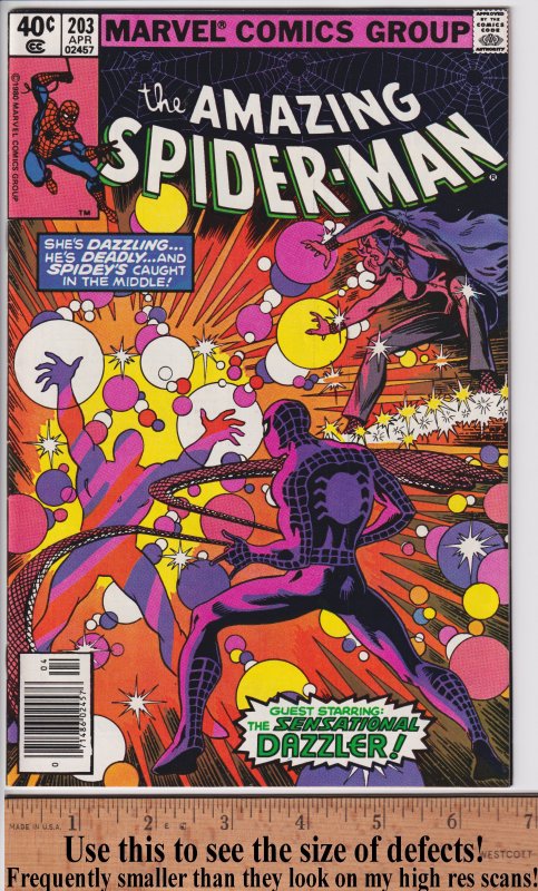 Amazing Spider-Man #203 NEWSSTAND (Apr 1980) VF+ 8.5, off white