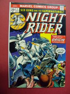 NIGHT RIDER Origin Story #1 (VF/NM 9.0 or better) MARVEL COMICS 1974