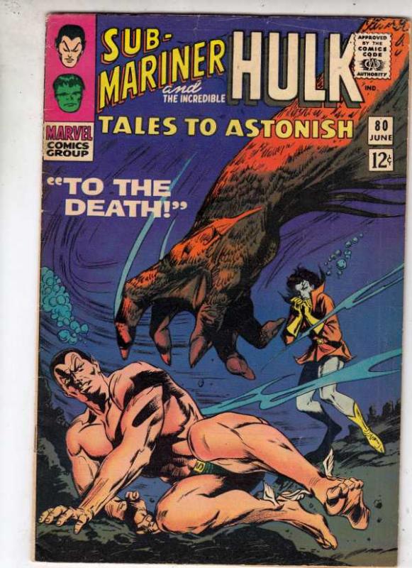 Tales to Astonish #80 (Jun-66) FN/VF+ High-Grade Incredible Hulk, Namor the S...