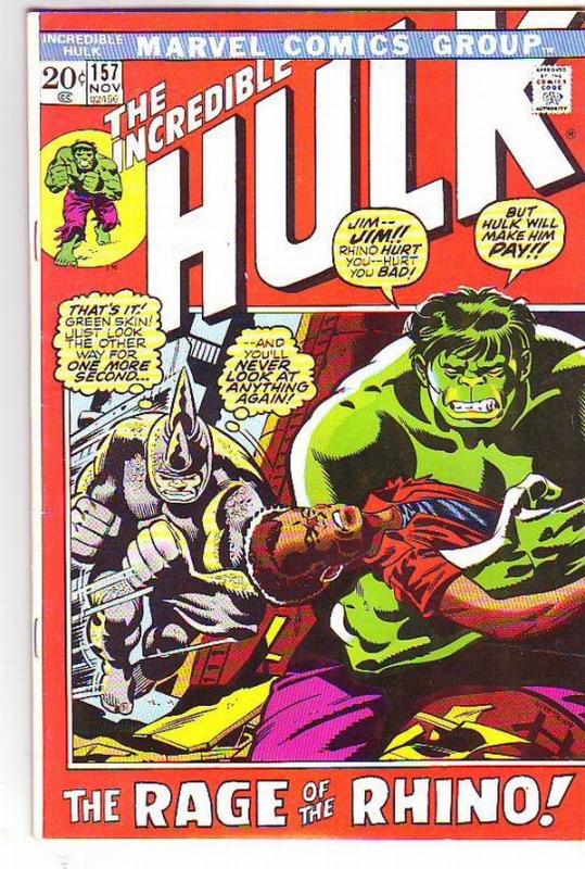 Incredible Hulk #157 (Nov-72) VF+ High-Grade Hulk