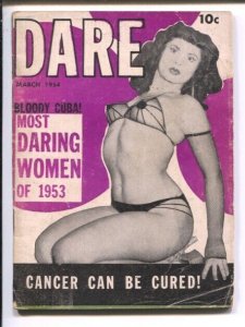 Dare #1 3/1954-Fiction House-mini-mag about 4 x 5 1/2-daring women-cheesecake...