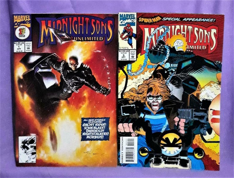 Ghost Rider MIDNIGHT SONS UNLIMITED #1 & #3 Morbius Spider-Man (Marvel, 1993)!