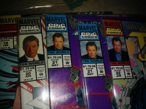 TEK WORLD COMICS# 1 7 11 14 16 18 20 21 22 1992 MARVEL CARDIGAN  WILLIAM SHATNER