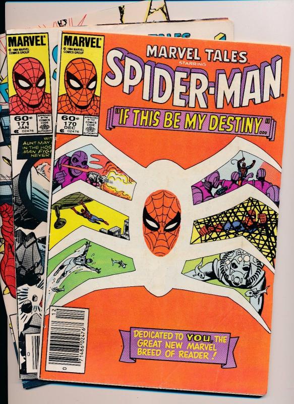 Marvel Tales SPIDERMAN #170-171 & Web of Spiderman #4  (HX586) 3 Comic Lot