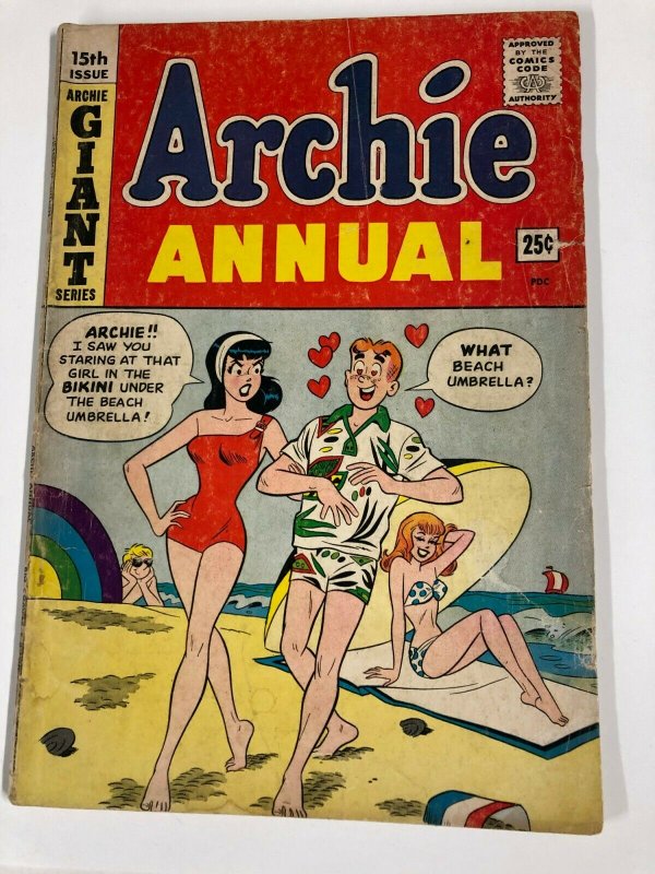 ARCHIE ANNUAL 15 G+  America's typical teenager 1964 on the beach De Carlo cover