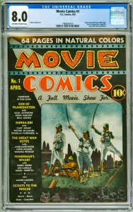 Movie Comics #1  (1939) CGC 8.0! OWW Pages!