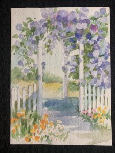 GET WELL SOON Arbor w/ Lavender Flowers 5x7 Greeting Card Art #1086