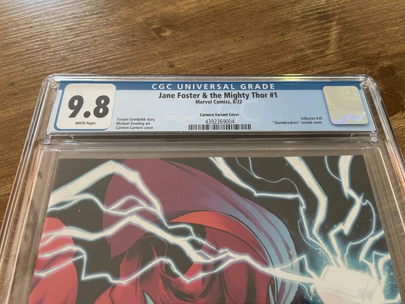 Jane Foster & The Mighty Thor # 1 CGC 9.8 Marvel Comic Book Carnero Variant JH8