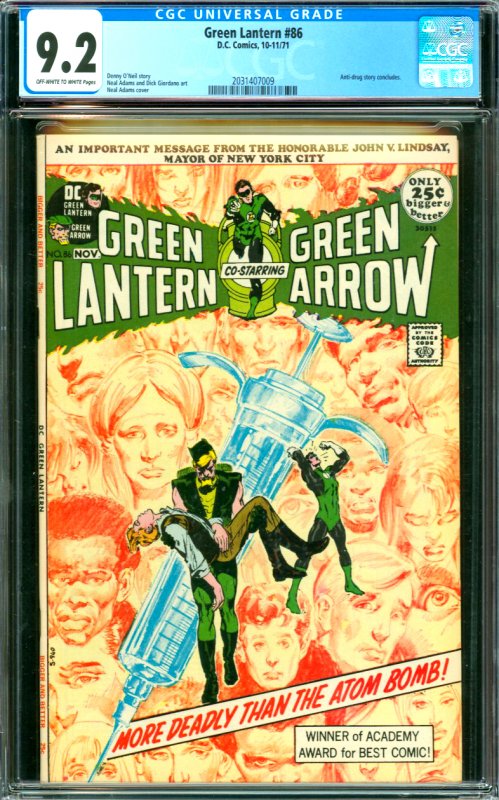Green Lantern #86 CGC Graded 9.2 Anti-drug story concludes 