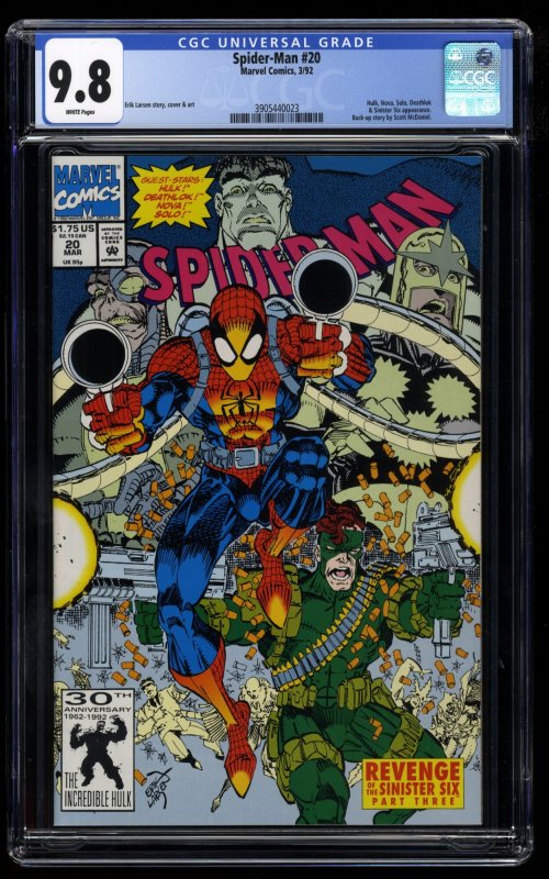 Spider-Man #20 CGC NM/M 9.8 White Pages Erik Larsen Cover, Art and Story!