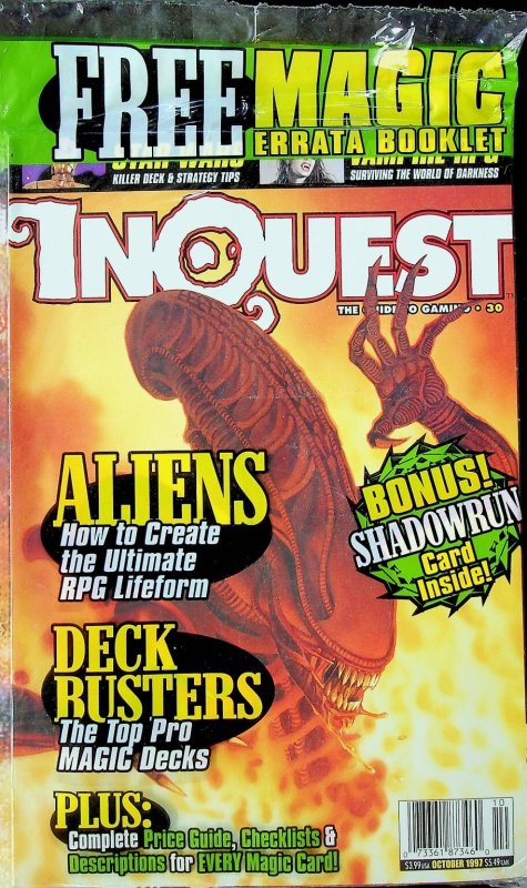 InQuest #30 October 1997 Wizard Press Aliens Magic RPG Shadowrun Card - Sealed